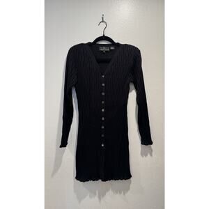 Vintage Carole Little Petite Size P Textured Button Front Long Cardigan Knit